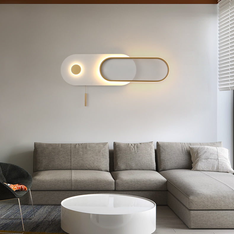 Moderne minimalistische ovale Eisen Acryl LED Wandleuchte Lampe für Schlafzimmer 