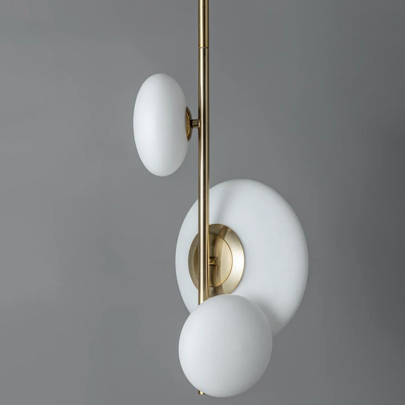 Modern Minimalist Brass Glass Ball 3-Light Chandelier