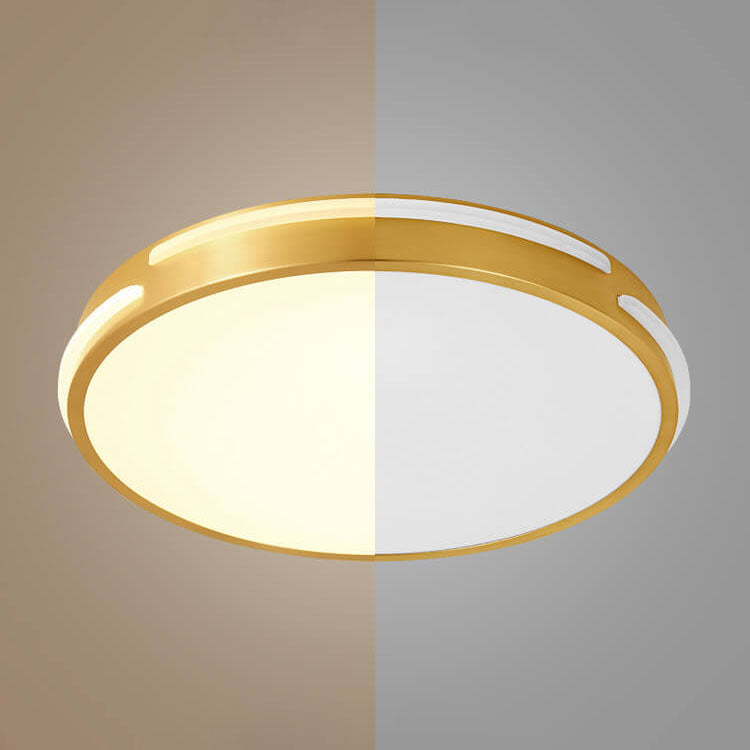 Lumière moderne de luxe ronde en cuivre acrylique LED plafonnier encastré 