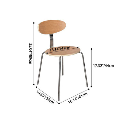 Chaise de salle à manger contemporaine en bois nordique en acier inoxydable avec dossier rond pour salle à manger 