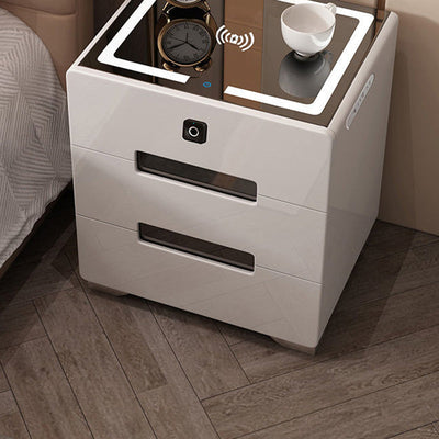 Table de chevet rectangulaire minimaliste moderne en métal avec panneau haute densité à 3 tiroirs pour chambre 