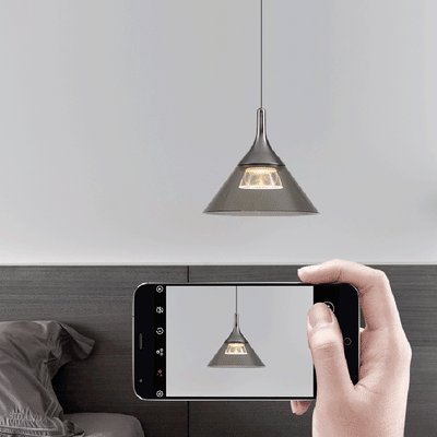 Zeitgenössische nordische konische LED-Pendelleuchte aus Eisen-Aluminium für Schlafzimmer 