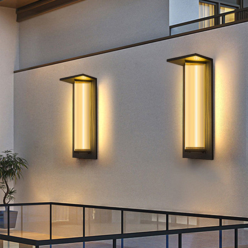 Zeitgenössische Einfachheit Edelstahl Acryl Schatten LED Wasserdichte Wand Leuchte Lampe Für Outdoor Terrasse 