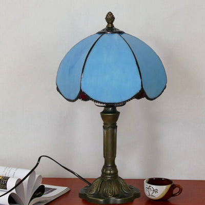 European Simple Tiffany Blue Glass Petal Design 1-Light Table Lamp