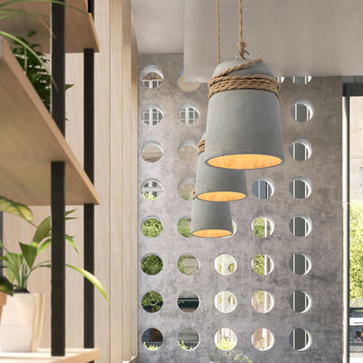 Zeitgenössische industrielle Zylinder-Zement-Pendelleuchte mit 1 Licht für Wohnzimmer 