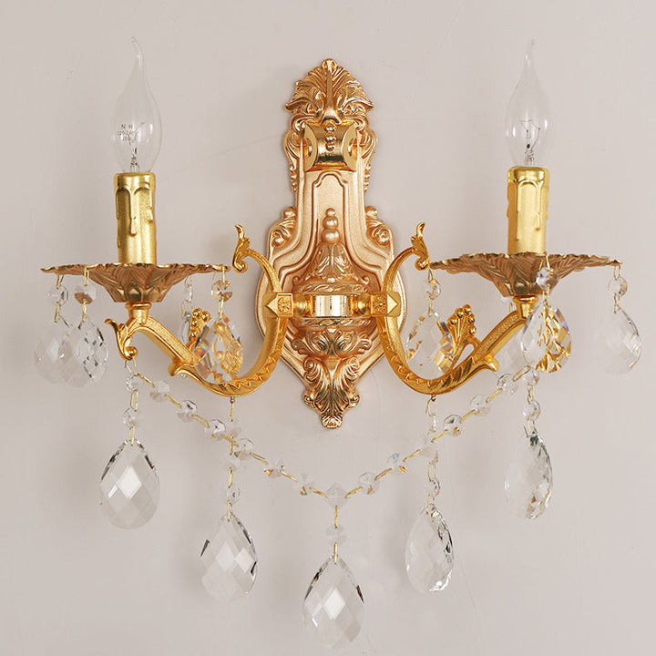 Applique Murale Traditionnelle Française en Zinc Doré Sculpté 1/2 Lumière Pour Salle à Manger 