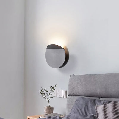 Danish Minimalist Brushed Aluminum Folded Disc LED Wall Sconce Lamp