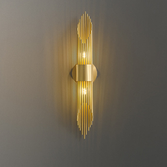 Applique Murale Moderne Minimaliste Cylindrique en Cuivre et Acrylique à 2 Lumières pour Chambre 