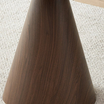 Table d'appoint moderne de luxe à base conique en pierre de roche et acier au carbone à 1 pied pour salon 