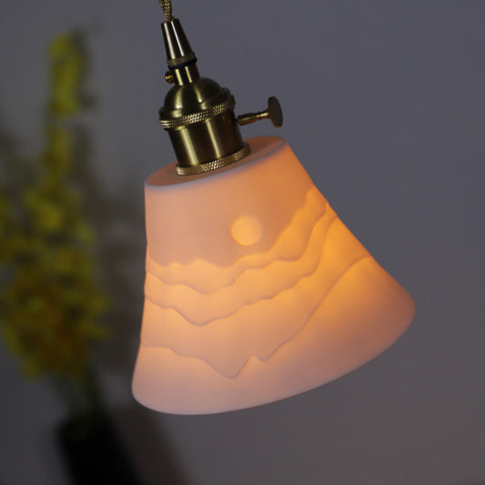 Moderne minimalistische runde Zylinder Messing Keramik 1-Licht Pendelleuchte für Wohnzimmer 