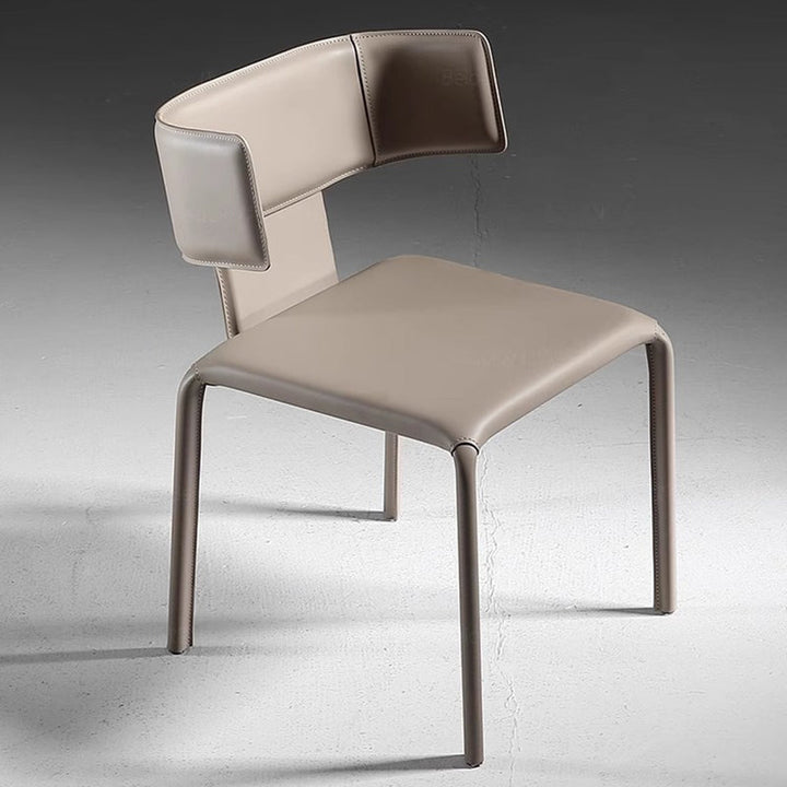 Silla de comedor contemporánea de lujo cuadrada con respaldo, en cuero de microfibra, metal y estructura de madera contrachapada, para comedor 