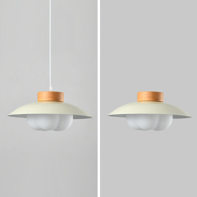 Zeitgenössische nordische Eisenholz PE Schüssel 1/2/3 Licht Kronleuchter Insel Licht für Esszimmer 