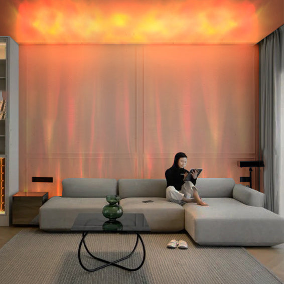 Lámpara de pie LED de aluminio y acrílico en forma de rectángulo y cilindro con patrón dinámico de agua Art Deco moderno para sala de estar 