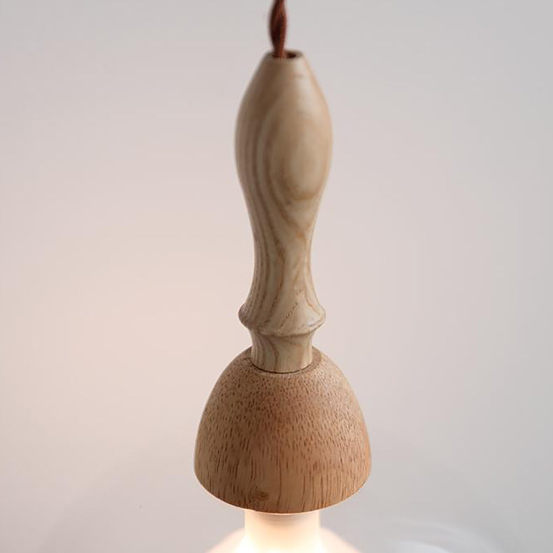 Lámpara colgante de 1 luz de vidrio y madera con forma de orbe japonés tradicional para sala de estar 