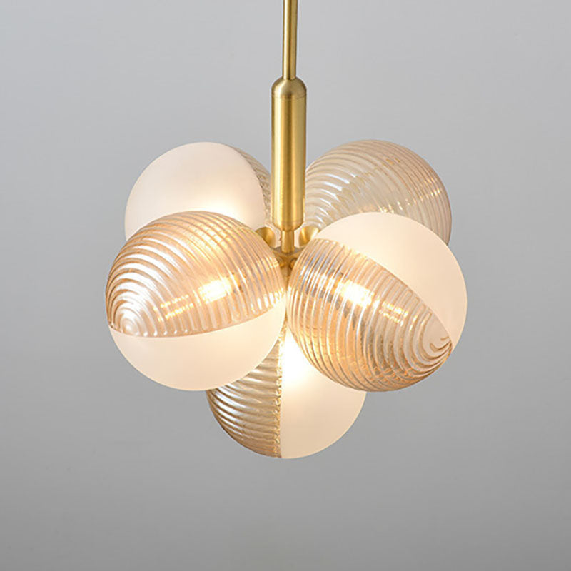 Zeitgenössische kreative Orb Traube Eisen Glas 1/5/13 Licht Kronleuchter für Wohnzimmer 