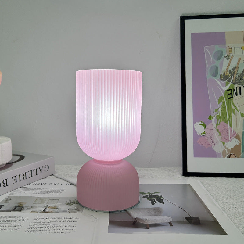 Lampe de table moderne minimaliste en verre cylindre avec entonnoir 1 lumière pour chambre 