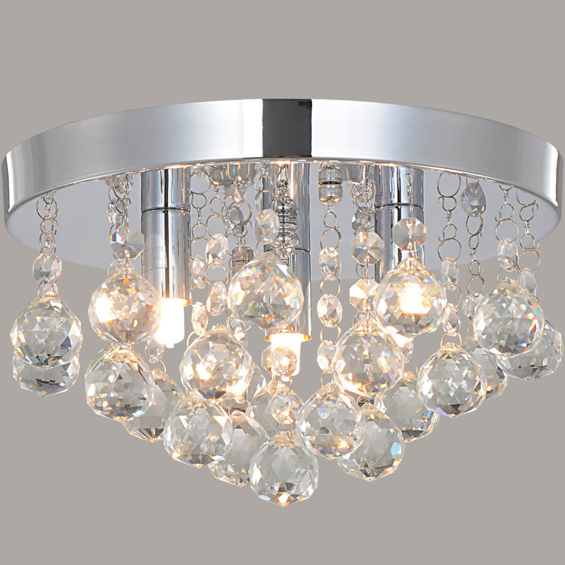 Modern Creative Light Luxury Crystal Round 3-Light Flush Mount Ceiling Light