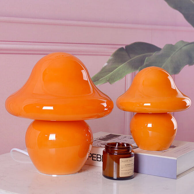 Lampe de Table à 1 Lumière en Verre Rayé Champignon Décoratif Moderne 