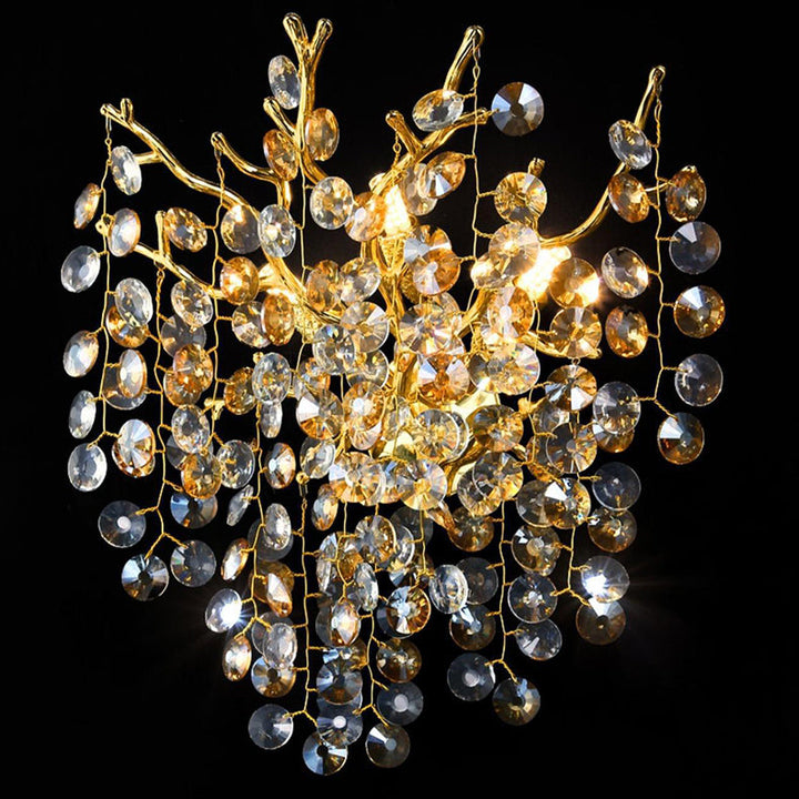 Applique murale moderne en aluminium de luxe avec cristal et perles à 2/3 lumières pour salon 