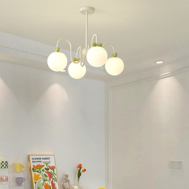 Moderne minimalistische Creme Bogen Runde Ball Hardware Glas 4/5/6/8 Licht Kronleuchter für Wohnzimmer 