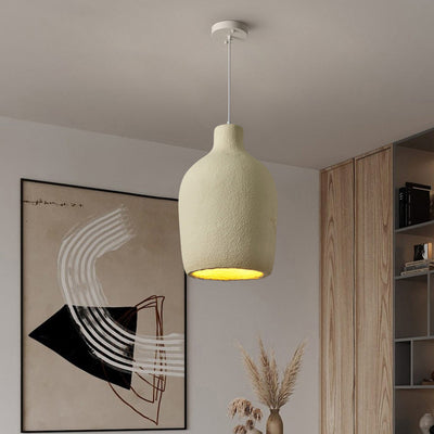 Traditionelle japanische Fiberglas-Eisenflasche, runde 1-flammige Pendelleuchte für Esszimmer 
