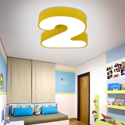 Contemporary Creative Kids Iron Number Design LED Flush Mount Ceiling Light For Bedroom