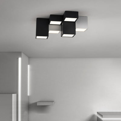 Modern Minimalist Cube Iron Acrylic LED Flush Mount Ceiling Light For Living Room