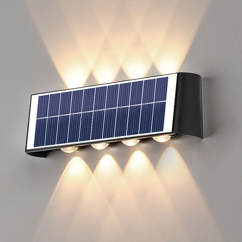 مصباح حائطي LED مستطيل مقاوم للماء من ABS PMMA بتصميم عصري بسيط للطاقة الشمسية للفناء الخارجي 