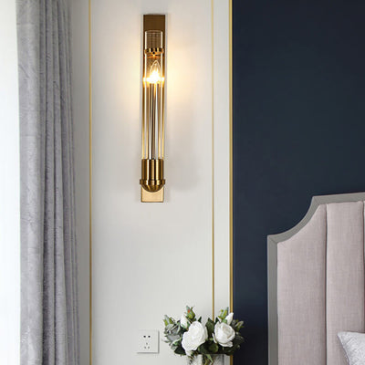 Applique Murale à LED avec Cadre en Verre Cylindrique Finition Dorée de Luxe Moderne pour Salon 