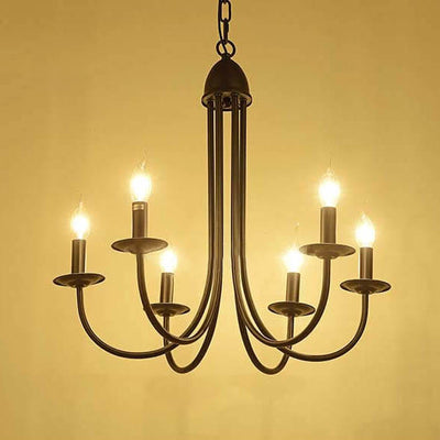 Modern Nordic Minimalist Wrought Iron Curved 6/8-Light Chandelier