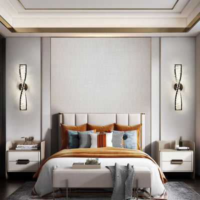 مصباح حائط LED بتصميم بلوري نحاسي ملتوي على الطراز الإسكندنافي المعاصر لغرفة المعيشة 