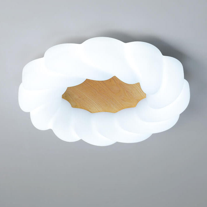 Nordic Creative Petals PE Wood Grain LED Flush Mount Ceiling Light