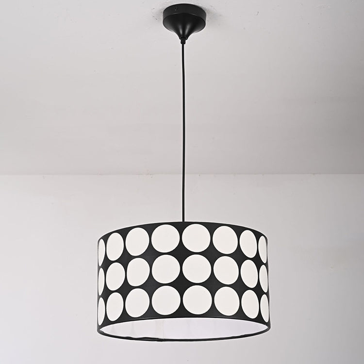 Contemporary Retro Drum Checkerboard Faux Leather Lampshade 3-Light Pendant Light For Dining Room