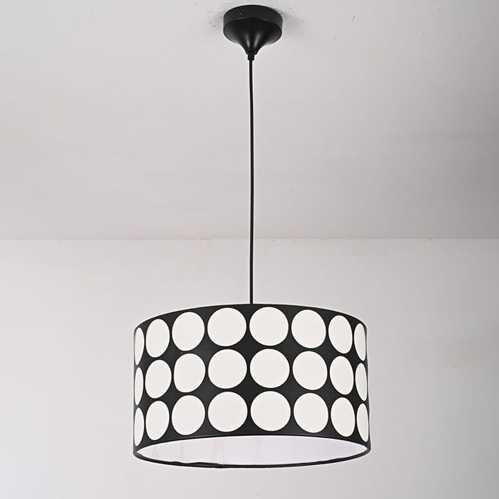 Contemporary Retro Drum Checkerboard Faux Leather Lampshade 3-Light Pendant Light For Dining Room