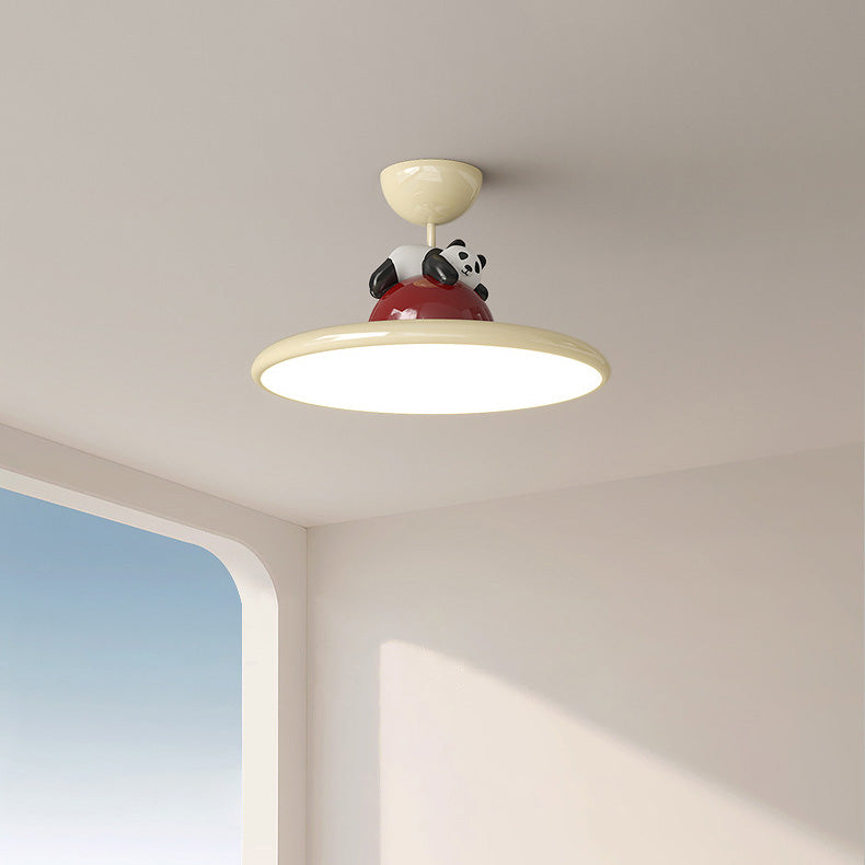 Zeitgenössische kreative Cartoon Panda Elefant Eisen Acryl LED Semi-Flush Mount Deckenleuchte für Schlafzimmer 