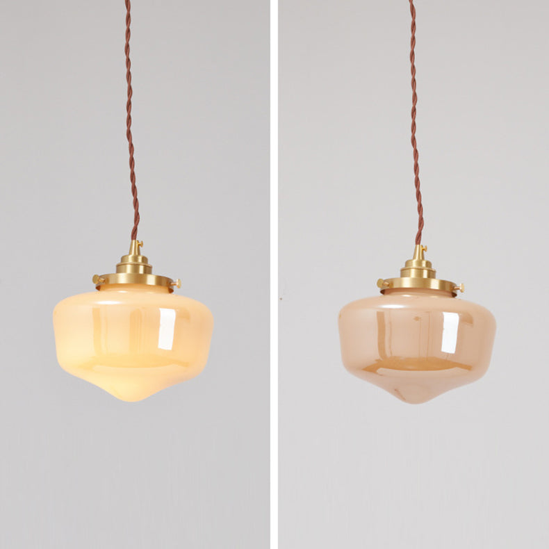 Lustre suspendu en laiton et verre nordique contemporain à 1 lumière pour salon 