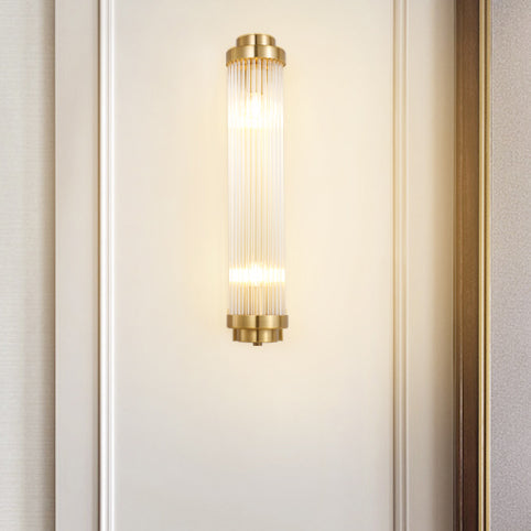 Cilindro de Vidrio de Hierro Tradicional Europeo Aplique de Pared de 2 Luces para Sala de Estar 