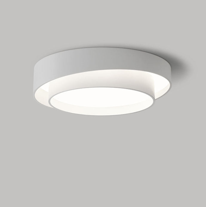 Simplicité Contemporaine Plafonnier LED en Fer à Deux Couches avec Abat-jour Rond pour Salon 