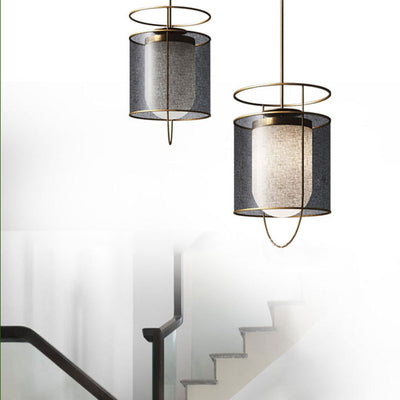 Moderne minimalistische Zylinder Laterne Eisen PVC LED Pendelleuchte für Wohnzimmer 