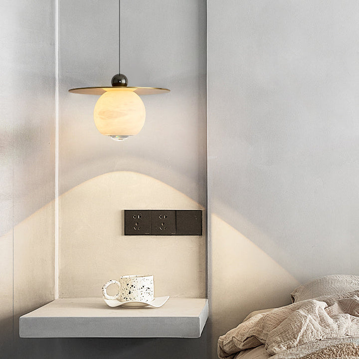 Lustre à LED en globe minimaliste moderne en fer cuivre marbre pour salon 