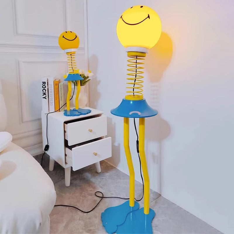 Lampe de table 1 lumière avec personnage de dessin animé sourire en fer PVC créatif contemporain pour chambre à coucher 