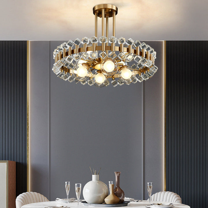 Moderner Luxus Gold Finish Rahmen Bunte Glas Schatten 6/8/10-Licht Kronleuchter Für Wohnzimmer 