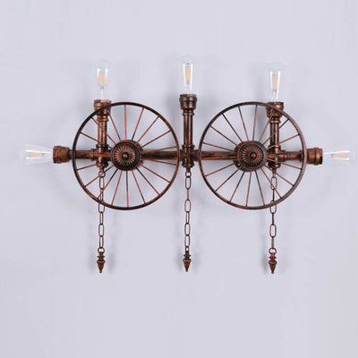 Industrial Vintage Iron Glass Water Pipe Candelabra 5-Light Wall Sconce Lamp