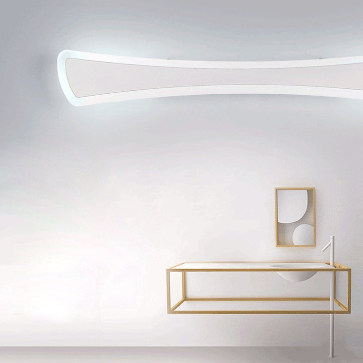 Lampe murale contemporaine scandinave en acrylique LED avec rectangle à longue courbe pour miroir, pour salle de bain 