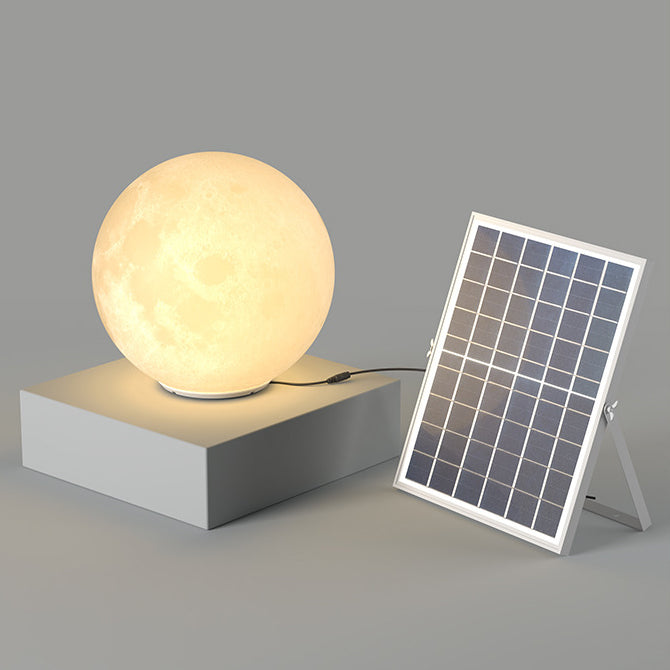 Zeitgenössische nordische wasserdichte Solar-Pendelleuchte aus PE-Harz mit rundem Mond-LED-Licht für Terrasse im Freien 