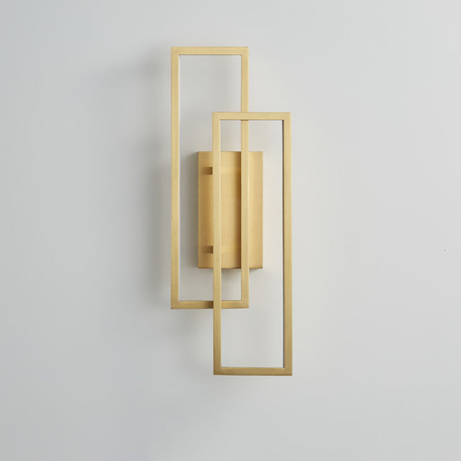 Moderne Mid-Century Wandleuchte aus Kupfer im rechteckigen geometrischen Design mit LED für das Bett 