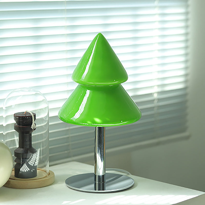 Modern Art Deco Iron Glass Christmas Tree LED Table Lamp For Bedroom