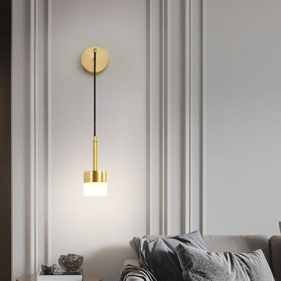 Modern Minimalist Copper Acrylic Cylinder LED Wall Sconce Lamp For Bedroom