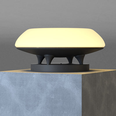 Simplicité moderne solaire étanche en acier inoxydable PE rond vaisseau spatial LED éclairage paysager lumière extérieure pour Patio extérieur 