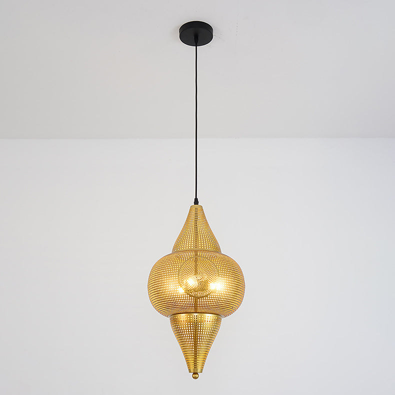 Lustre suspendu à 1 lumière en fer conique creusé vintage traditionnel pour salon 